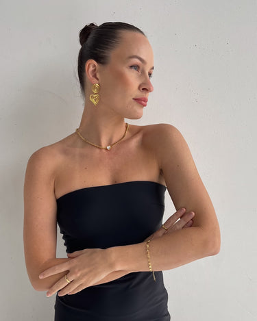 ZIRCON HEART CHARM CHOKER CHAIN NECKLACE 18K GOLD PVC - STUDIO JO STORE